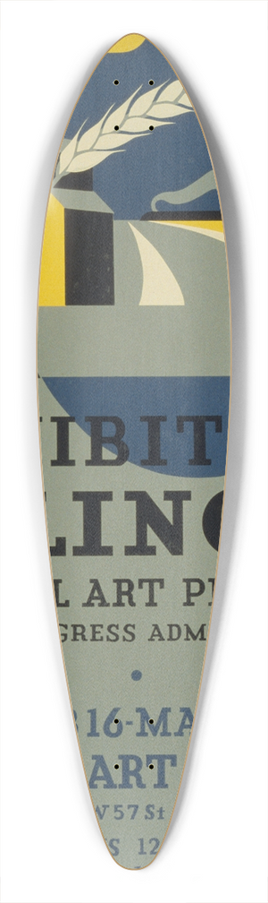 Benjamin Sheer - Exhibition Illinois Federal Art Project Works Progress Administration 39.3 inch art pintail longboard deck