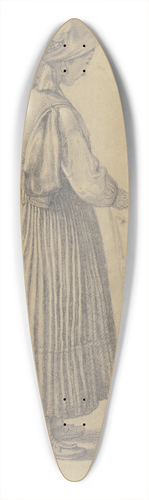 Benjamin Vautier - Bauernmdchen im verlorenen Profil, an einem Stuhl stehend 39.3 inch art pintail longboard deck