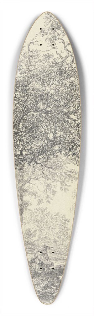 Bernhard Gottfried Manskirch - Zwei Wanderer, unter Eichenbumen rastend 39.3 inch art pintail longboard deck