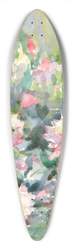 Bertha Eversfield Perrie - Untitled (Flowers) 39.3 inch art pintail longboard deck