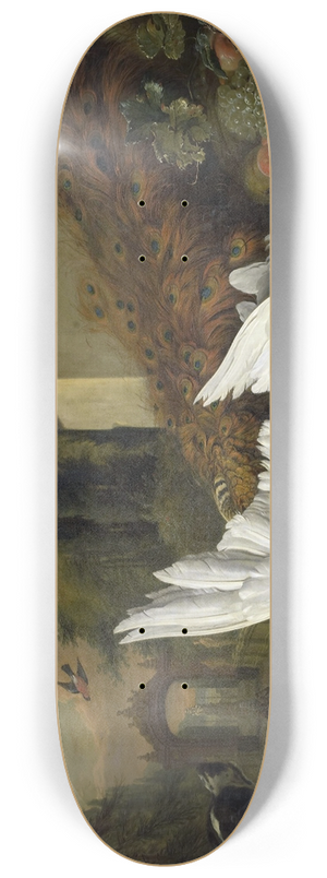 Jan Weenix - A Dog with a dead Goose and Peacock (A Study of Game and Fruit) 8.25 inch art skate deck