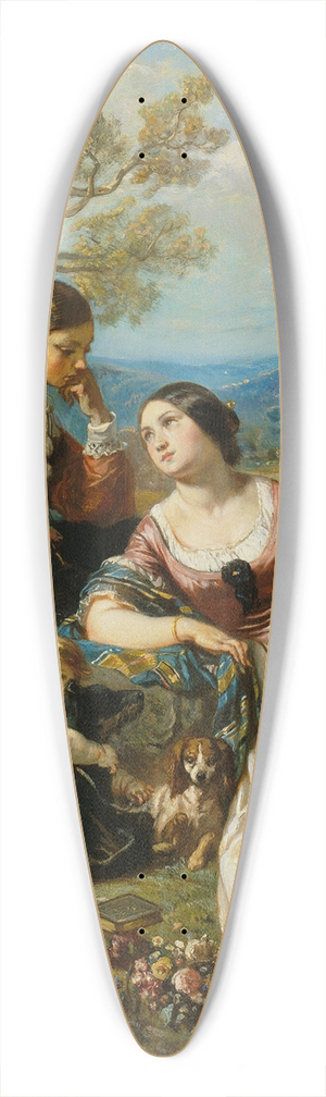 Camille-Joseph-Etienne Roqueplan - A Sentimental Conversation 39.3 inch art pintail longboard deck