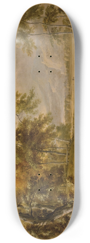 Jan Wijnants - An extensive landscape with figures on a path in the foreground 8.25 inch art skate deck