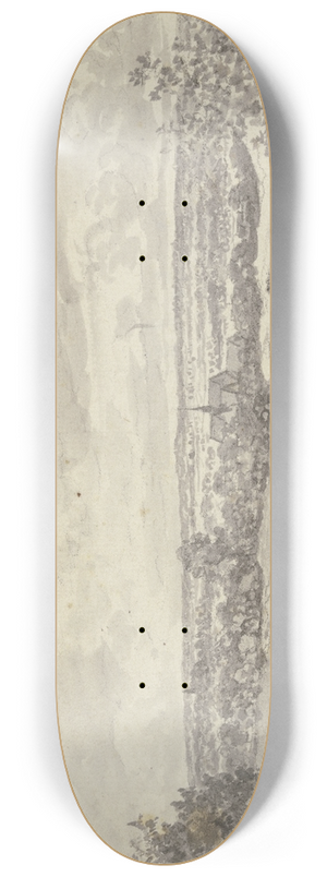 Jan Wijnants - Fernsicht mit einer Stadt, vorne ein Reiter und zwei Fugnger 8.25 inch art skate deck