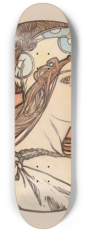 Alphonse Mucha - Vitrail pour la faade de la boutique Fouquet 8.25 inch art skate deck