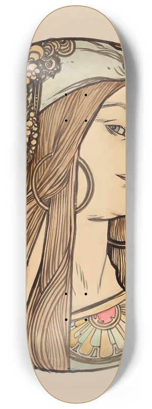 Alphonse Mucha - Vitrail pour la faade de la boutique Fouquet 8.25 inch art skate deck