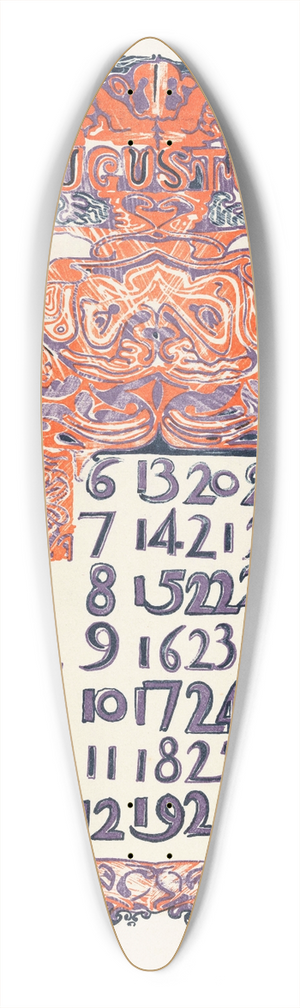Carel Adolph Lion Cachet - Kalenderblad augustus 1899 39.3 inch art pintail longboard deck