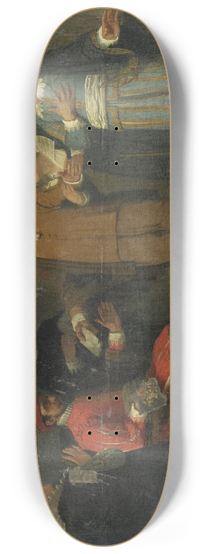 Jan Willem Pieneman - Jacob Simonsz de Rijk getting the Spanish Governor-General Requesens to Release Marnix van Sint Aldegonde, 1575 8.25 inch art skate deck