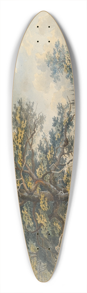 Carl August Lebschee - Wooded Landscape with Stag 39.3 inch art pintail longboard deck