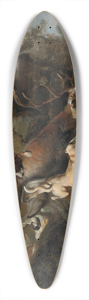 Carl Borromus Andreas Ruthart - Dogs attacking a stag 39.3 inch art pintail longboard deck
