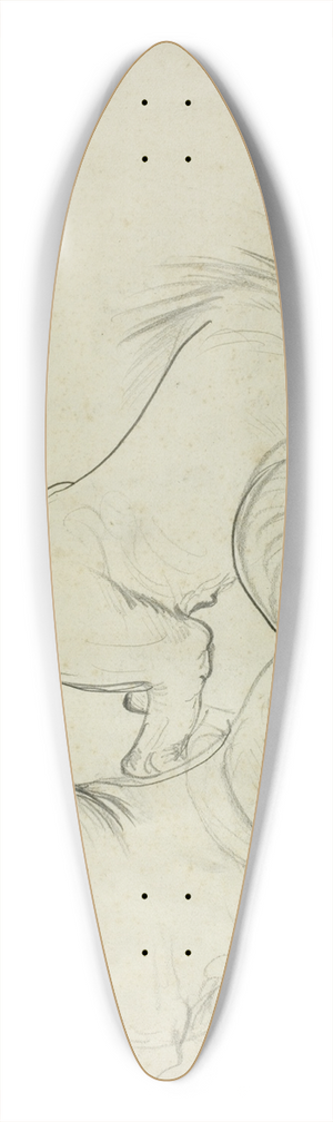 Carle Vernet - Two Horses Cavorting 39.3 inch art pintail longboard deck