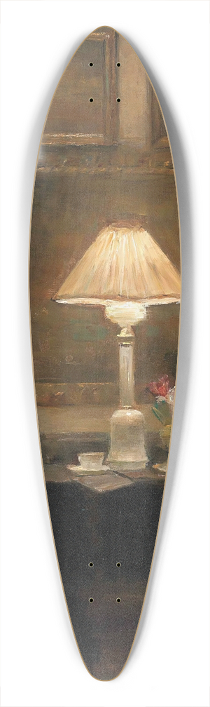 Carl Holse - A lady reading by lamplight 39.3 inch art pintail longboard deck
