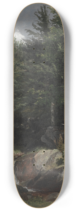 Jasper Francis Cropsey - Trees and a Stream on a Hillside 8.25 inch art skate deck