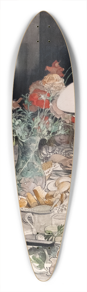 Carl Larsson - Around the Evening Lamp 39.3 inch art pintail longboard deck