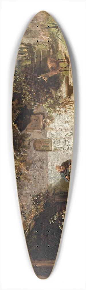 Carl Spitzweg - Hermitmending his nets 39.3 inch art pintail longboard deck