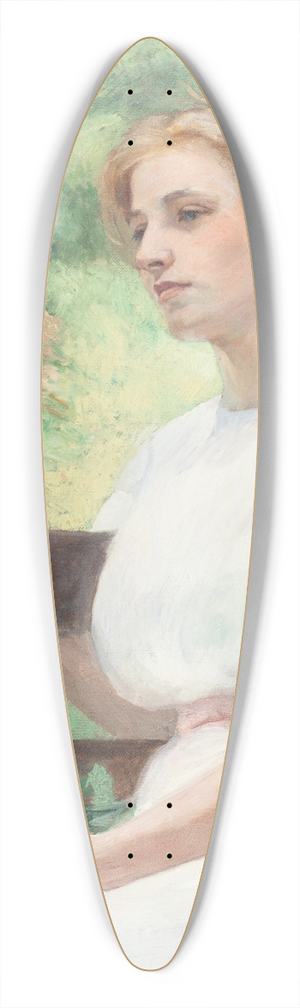 Caroline A. Lord - Seated Woman (Reflection) 39.3 inch art pintail longboard deck