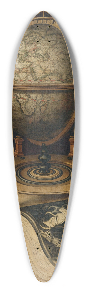 Carstian Luyckx - Vanitas Still Life With A Terrestrial Globe, A Book, Shells, A SnakeAnd Butterflies 39.3 inch art pintail longboard deck