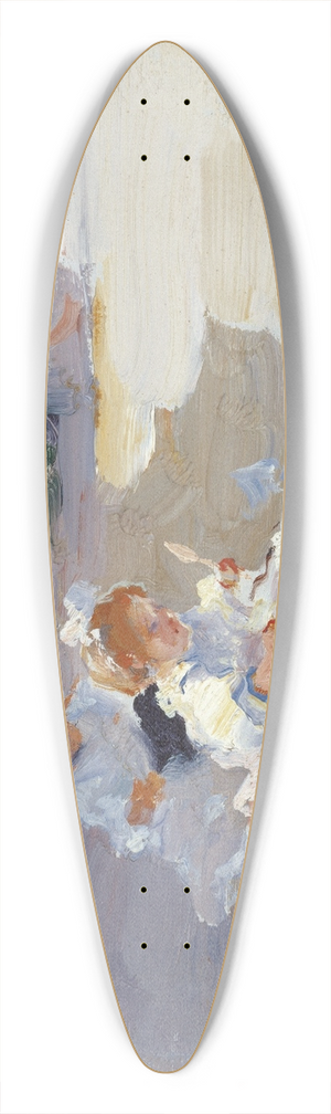 Cecilio Pl y Gallardo - Playing on the Beach 39.3 inch art pintail longboard deck