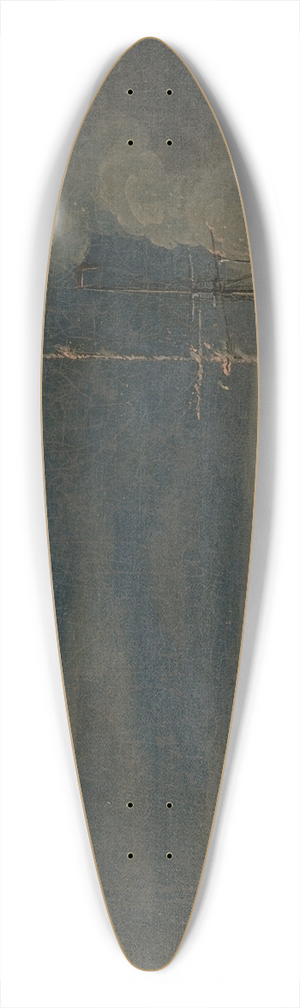Charles Brooking - A Two-Decker on Fire at Night off a Fort 39.3 inch art pintail longboard deck