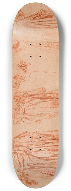 Jean-Antoine Watteau - A Lady and Two Gentlemen 8.25 inch art skate deck Jean-Antoine Watteau - A Lady and Two Gentlemen 8.25 inch art skate deck