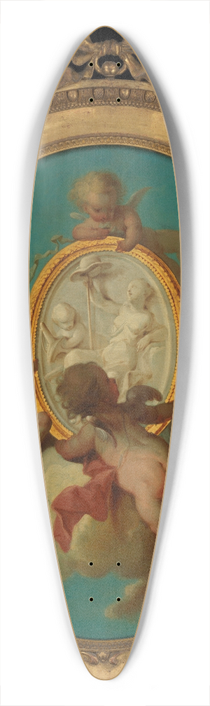 Charles Dominique Joseph Eisen - Putti with a Medallion 39.3 inch art pintail longboard deck