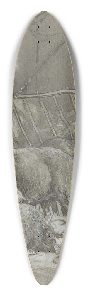 Charles Emile Jacque - Sheep in a Manger 39.3 inch art pintail longboard deck