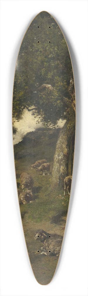 Charles Emile Jacque - Shepherdess and Sheep 39.3 inch art pintail longboard deck