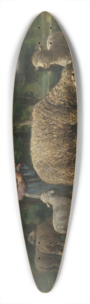 Charles Emile Jacque - Shepherdess with Sheep 39.3 inch art pintail longboard deck