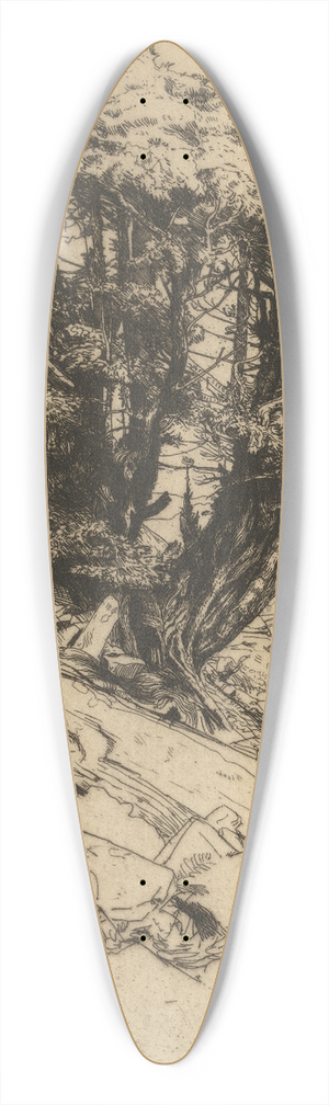 Charles Holyroyd - A Yew Tree on Glaramara 39.3 inch art pintail longboard deck