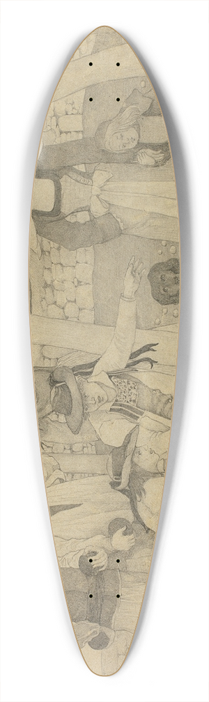Charles Laval - Petanque Players in Brittany 39.3 inch art pintail longboard deck