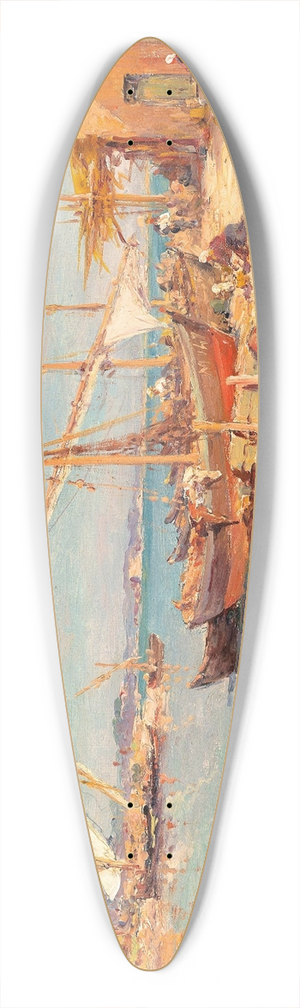 Charles Malfroy - A Scene in Martigues 39.3 inch art pintail longboard deck