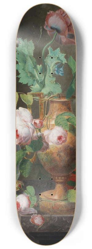 Jean Baptiste Berr - Still Life With Flowers In A Vase And Goldfish Bowl 8.25 inch art skate deck Jean Baptiste Berr - Still Life With Flowers In A Vase And Goldfish Bowl 8.25 inch art skate deck
