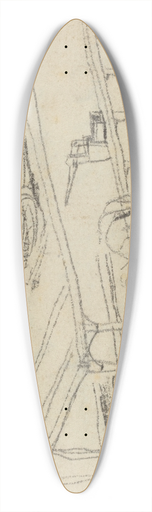Charles Meryon - Study for Le Petit Pont 39.3 inch art pintail longboard deck