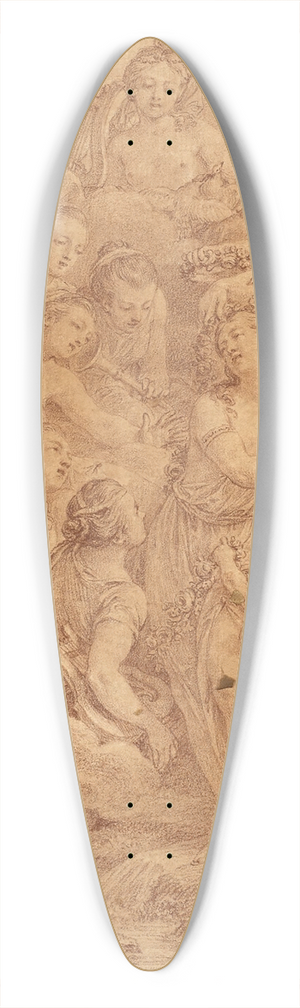Charles Nicolas Cochin II - LOrigine des Grces, frontispice et Le Cortge de Bacchus 39.3 inch art pintail longboard deck