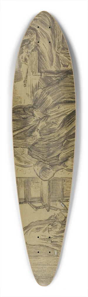 Charles Samuel Keene - At the Employment Office 39.3 inch art pintail longboard deck
