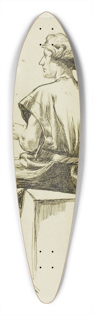 Charles Samuel Keene - Seated Man in Tunic 39.3 inch art pintail longboard deck