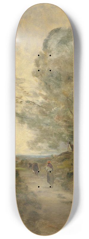 Jean-Baptiste-Camille Corot - Environs Darleux, Paysanne Conduisant Une Vache Au Pturage, Effet De Matin 8.25 inch art skate deck