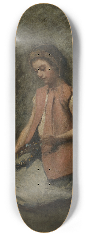 Jean-Baptiste-Camille Corot - Girl Weaving a Garland 8.25 inch art skate deck
