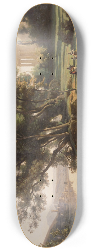 Jean-Baptiste-Camille Corot - Italian Landscape (Site dItalie, Soleil Levant) 8.25 inch art skate deck