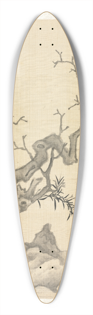 Chen Hongshou - Rock, Old Tree, and Bamboo 39.3 inch art pintail longboard deck