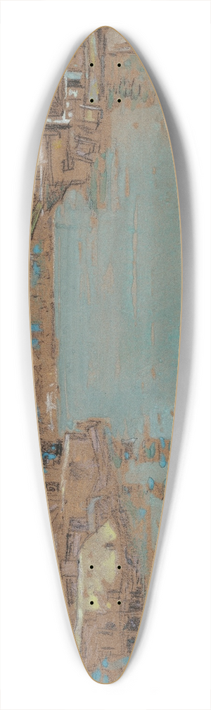 Childe Hassam - North River Dock, New York 39.3 inch art pintail longboard deck