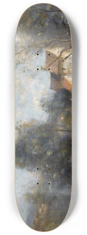 Jean-Baptiste-Camille Corot - Luzancy, Petites Maisons De Paysans Au Bord De Leau 8.25 inch art skate deck