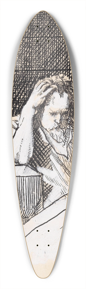 Christian Krohg - Hkon jarl ligger til sengs og grunner 39.3 inch art pintail longboard deck