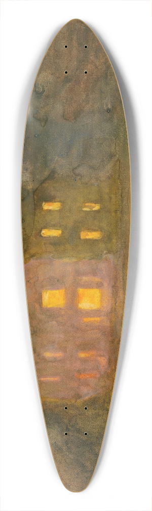Clare Marsh - A Great House Lit at Night 39.3 inch art pintail longboard deck