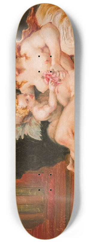 Jean-Baptiste Cariven - Woman holding the wings of love 8.25 inch art skate deck