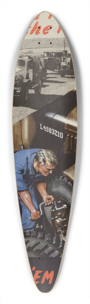 Clive Uptton - Transport Feeds the Front Line 39.3 inch art pintail longboard deck