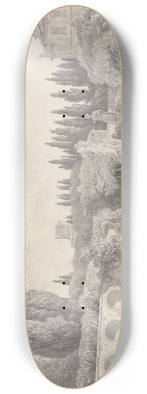 Jean Baptiste Coste - Rmische Villa mit einem Brunnen, links eine Frau mit einem Korb auf dem Kopf und einem Knaben 8.25 inch art skate deck