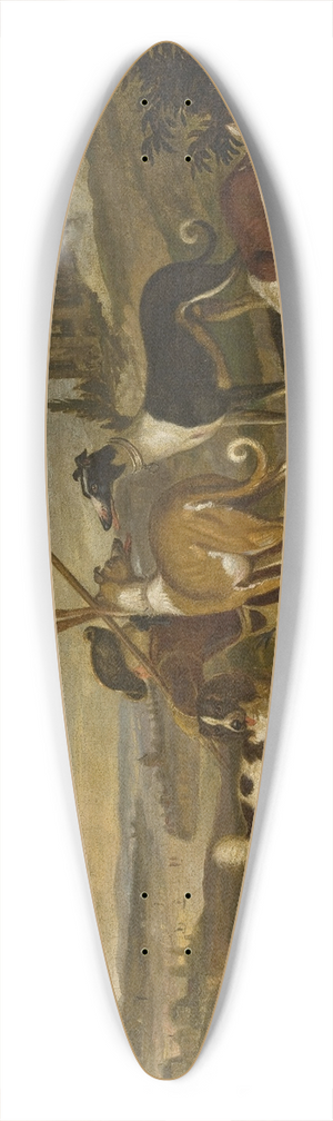 Cornelis Beeldemaker - Gundogs against landscape 39.3 inch art pintail longboard deck