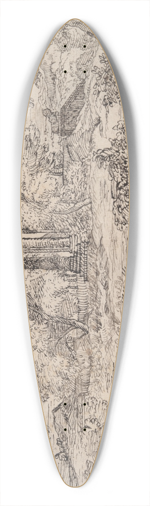 Cornelis Bisschop - Classical Landscape withFigures 39.3 inch art pintail longboard deck
