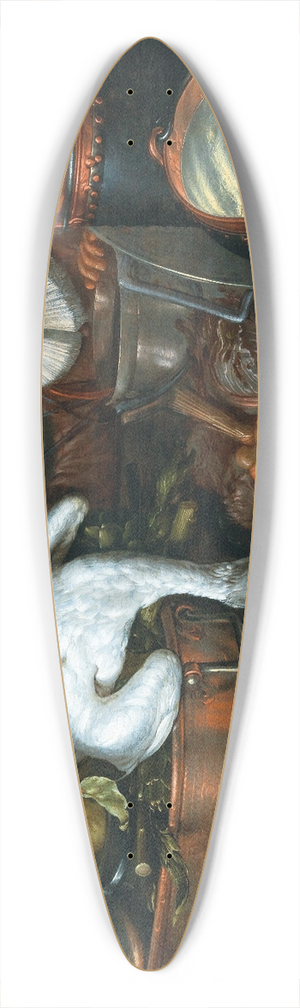 Cornelis Jacobsz. Delff - A kitchen interior with a drinker, copper and tin vessels, game and fruit 39.3 inch art pintail longboard deck